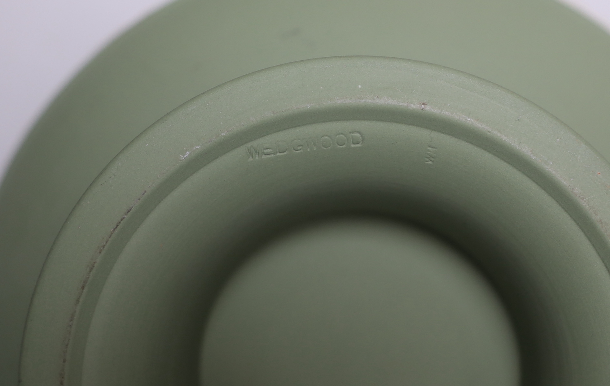 Three Wedgwood Jasperware items, platter, basalt bowl and a sacrifice bowl, largest 41cm long